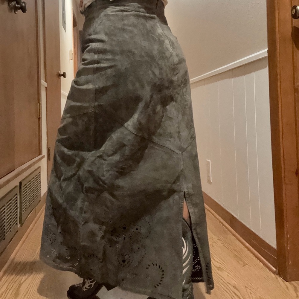 Siena Studio leather Dark Olive A-Line Skirt - Picture 5 of 15